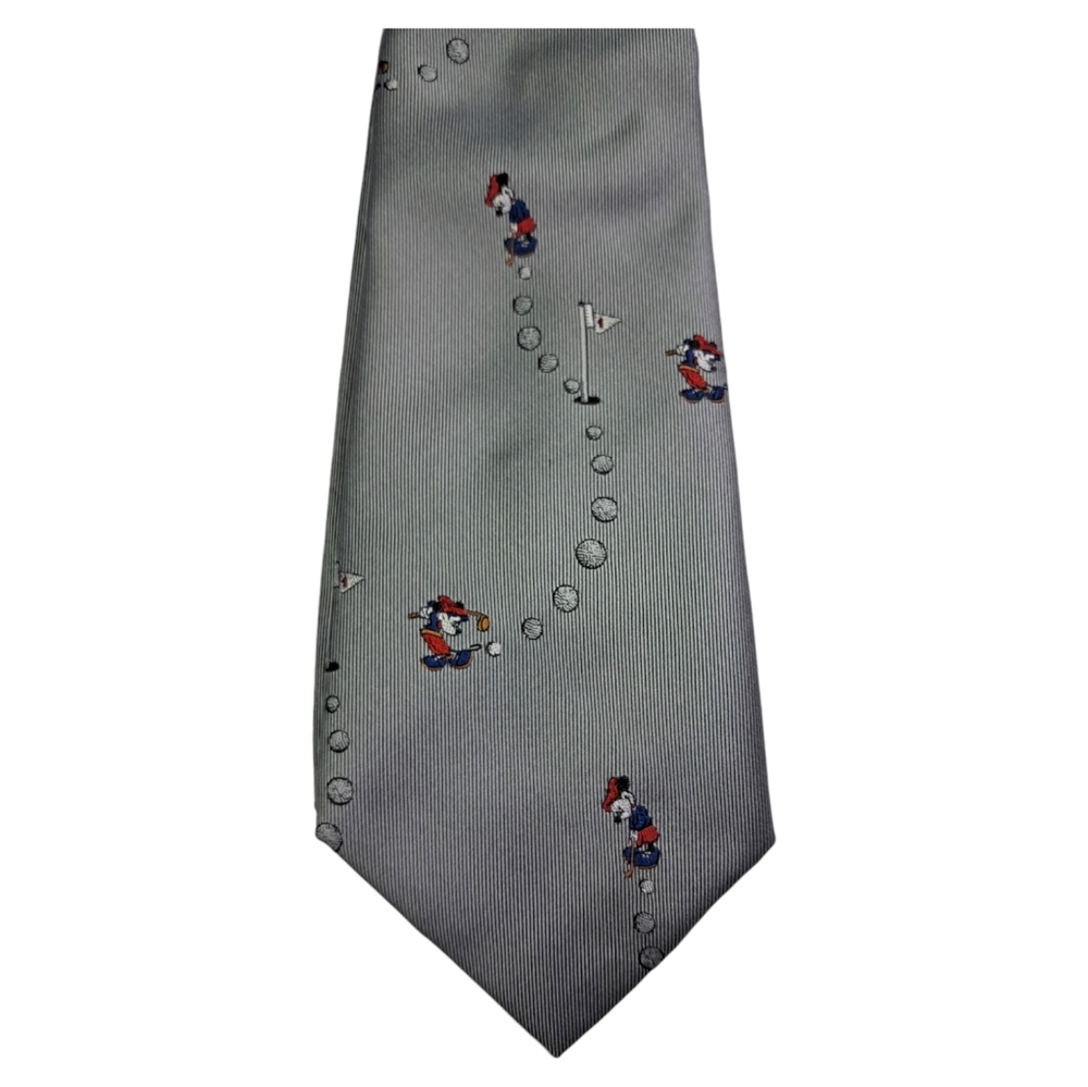 Balancine Tie The Tie Works Disney Mickey Mouse Golf Gray Made in USA 70s VTG